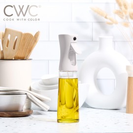 COOK WITH COLOR Glass Oil Sprayer for Cooking, BBQ, Salad Olive Oil Spray Bottle with Non-Slip Handle, Oil Sprayer Bottles for Healthy Eating, Cream