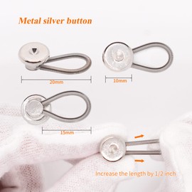 Button Extender for Shirts Men Collar Neck Extender 1/2 Inch Size Expansion for Dress Suits Pants, Silver 6 Pcs
