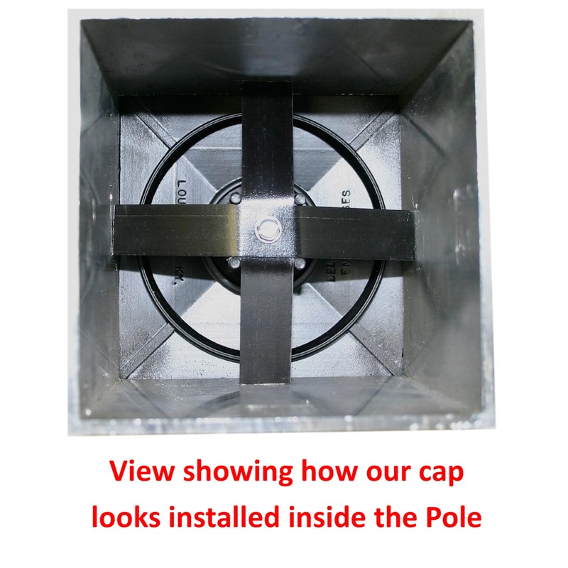 4" Square Light Pole Top Cap- Black Plastic by Deltech