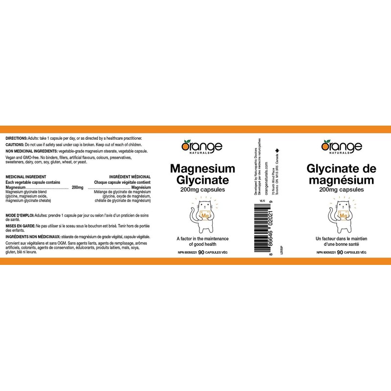 Orange Naturals - Magnesium Glycinate - 200mg 90 v-caps -