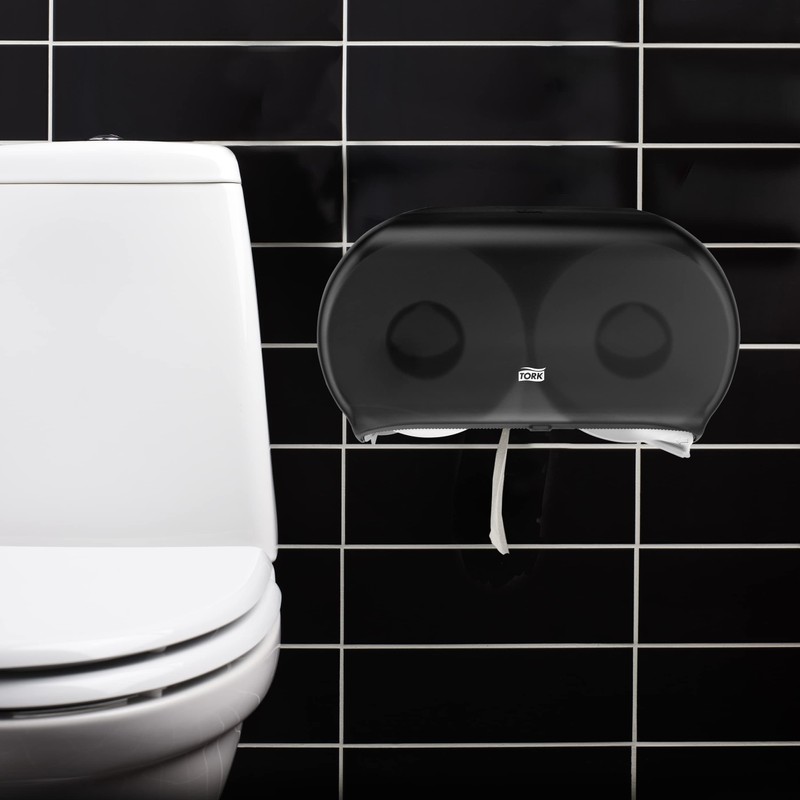 Tork Twin Jumbo Toilet Paper Roll Dispenser Smoke T22, Refill