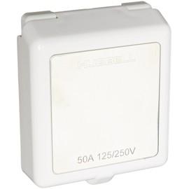 Hubbell Wiring Systems HBL504NM Twist-Lock Non-Metallic Shore Power Inlet, 3 Pole, 4 Wire, 50 Amps, 125/250V, White