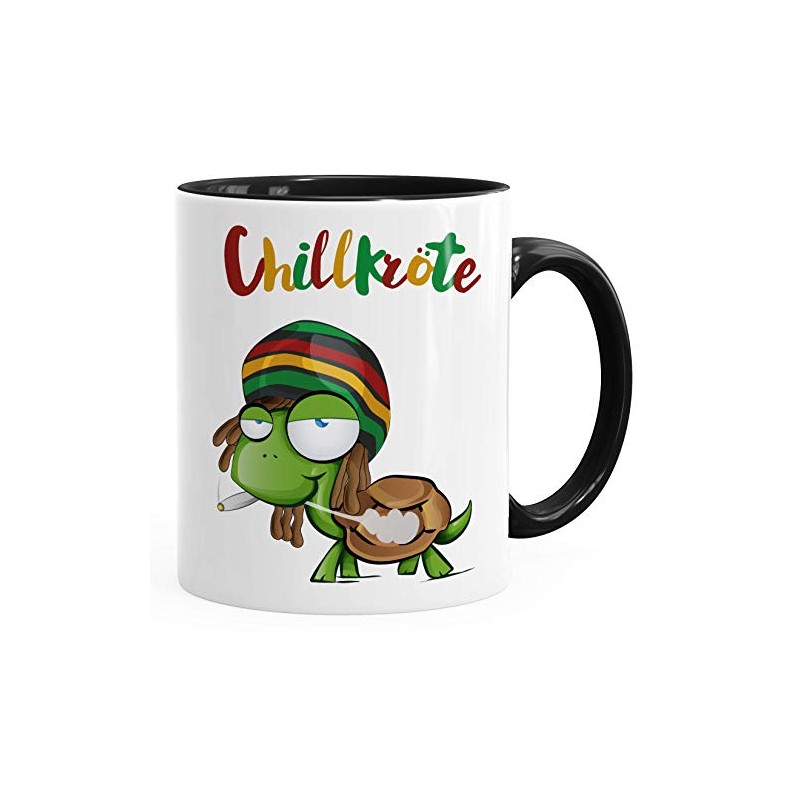 MoonWorks® Kaffee-Tasse Chillkröte Schildkröte Rastafrisur Joint Comic Stil Kaffeetasse Fun-Tasse