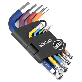 Metric Hex Key Set, 9Pcs Mini Allen Key Set 1.5-10mm, Anti-Slip Ball End Hex Wrench Set, for Disassembly and Maintenance of Mechanical Equipment Vehicles, with Color Coding - Imperial