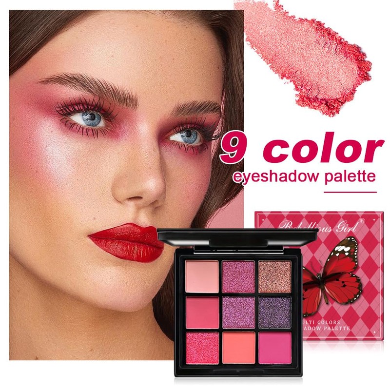 Mini 9 Cool Shade Eyeshadow Palette Black Smokey Matte Glitter
