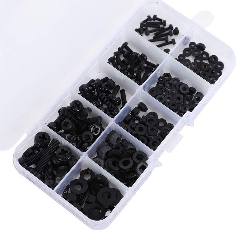 270 Pieces Nylon Screw Nut Set, M2/M2.5/M3/M4/M5 Nylon Hex Nut