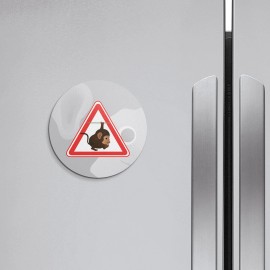 Unbranded Monkey Warning Sign Animal | 4'' X 4'' Round Decorative Magnet