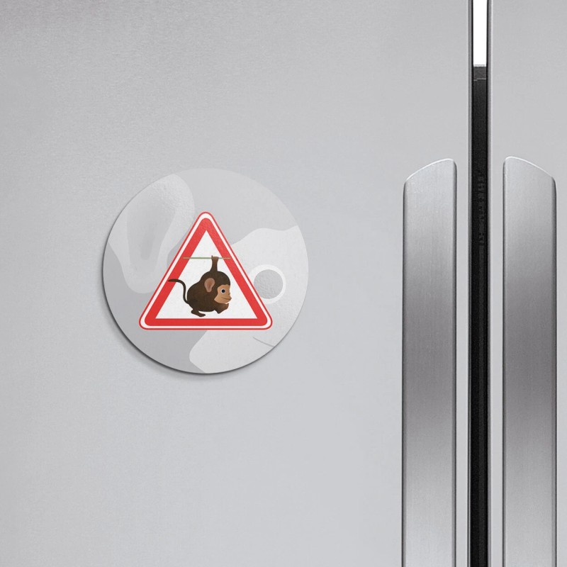 Unbranded Monkey Warning Sign Animal | 4'' X 4'' Round