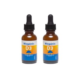 Dúo Pack Vitamina D3 Líquida Sublingual Bioganic | 300 porciones | 400 UI por porción | Sabor Piña | 2 envases de 30 ml