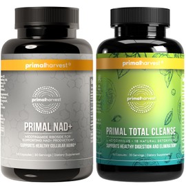 Primal Harvest Rutina diaria de dos pasos | NAD+ + Limpieza total | Paquete de 2 | Suministro para 30 días