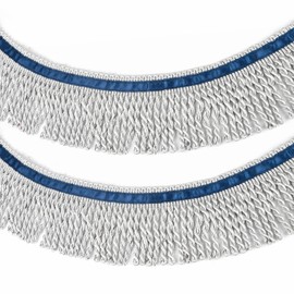 Fenghuangwu 5 Yard Long 2.5 Inches Wide Bullion Fringe Trim and Embellishments Fabric Trims Sewing DIY Decoration for Curtain Sofa Clothes(Light Silver)