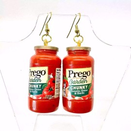Handmade Prego Sauce Earrings - Spaghetti Earrings - Food Earrings - Mini Brands Series 5