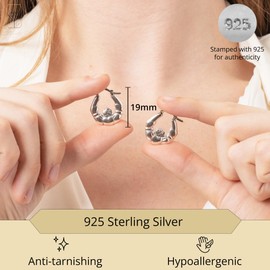 925 Sterling Silver Hoop Earrings for Women | Hypoallergenic Small Claddagh Chunky Hoop Earrings for Women with Click Tops | Nickel Free Lightweight Silver Earrings Hoops by MAX + STONE