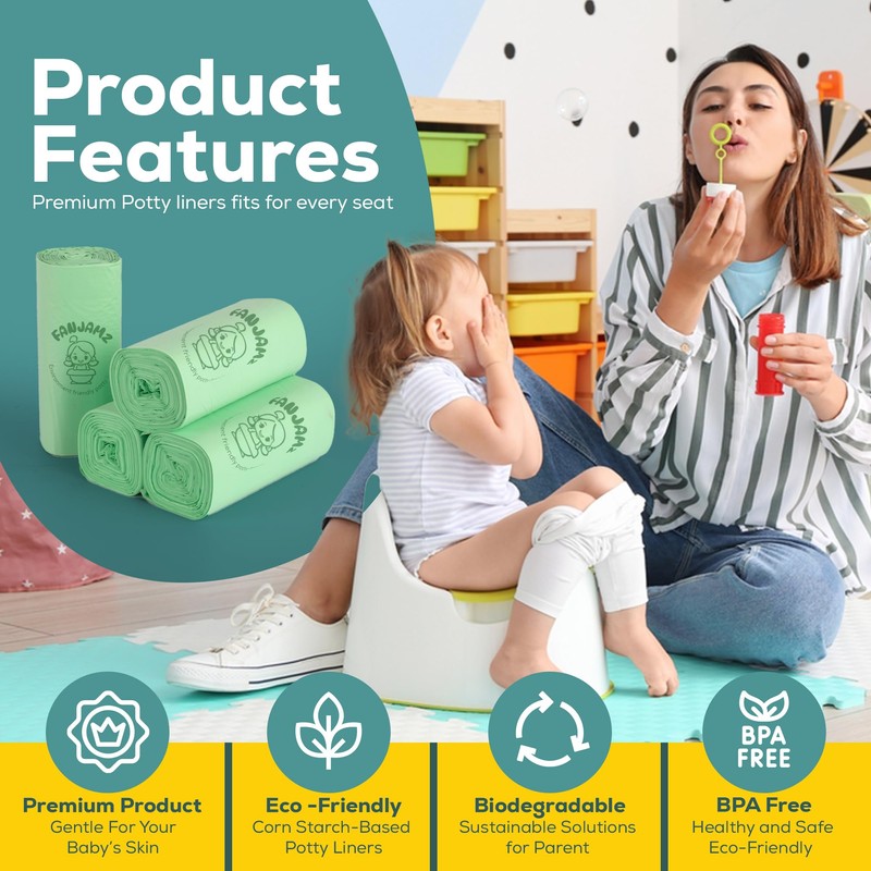 [80 Count] Potty Bags for Portable Toilet - OK Compost