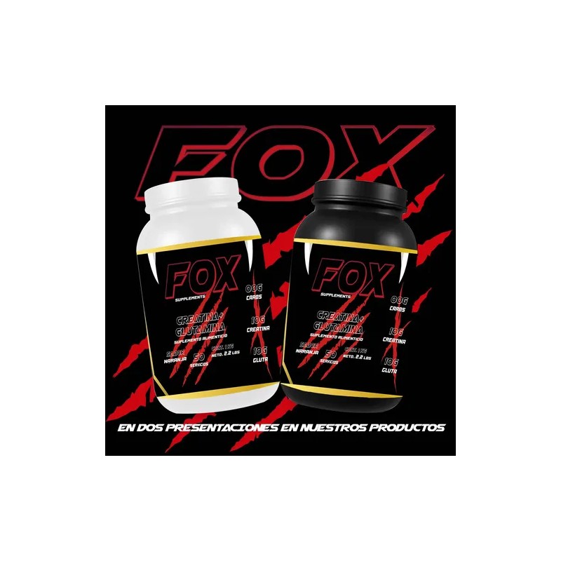 Suplemento Creatina + Glutamina Pre Fox 1kg 50 Servicios