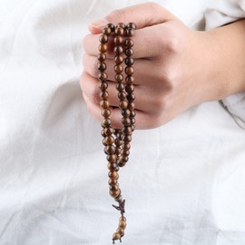 Nupuyai Natural Wood Wrap Bracelet for Women and Men, 108 Prayer Mala Beads Tibetan Necklace for Unisex Elastic Meditation Yoga Jewelry