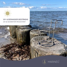 MARINEO Beach Chair, Drink Holder, Bottle Holder, Cup Holder for Beach Chairs, for Glasses, Cups, Bottles, Stainless Steel, Pack of 2