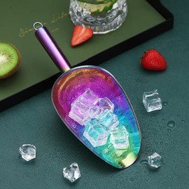 Rainbow Ice Scoop, Premium Stainless Steel Cookie Scoop, Fashion Ice Scoop, Heavy Duty Flour Scoop, Utility Candy Scoop, Dishwasher Safe (8oz/9 Inch)