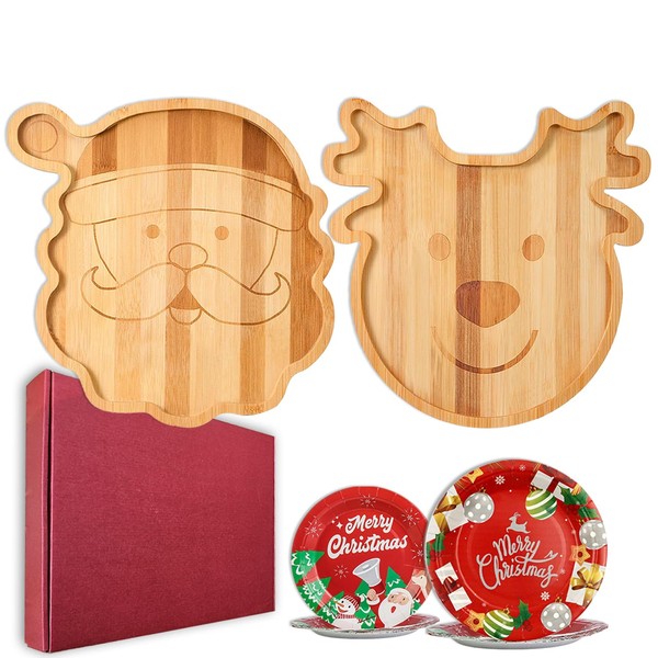 Linwnil 2-Piece 11.8" x 11.8" Bamboo Charcuterie Boards with 7"