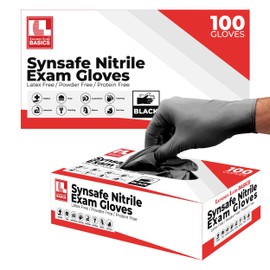 London Labs Synsafe 4 Mil - Black Nitrile Exam Gloves –Disposable Latex Free & Powder Free – Extra Strong, Rubber Gloves – First Aid Kit, Medical, EMT, Cleaning, Cooking | Pack of (200 ct)