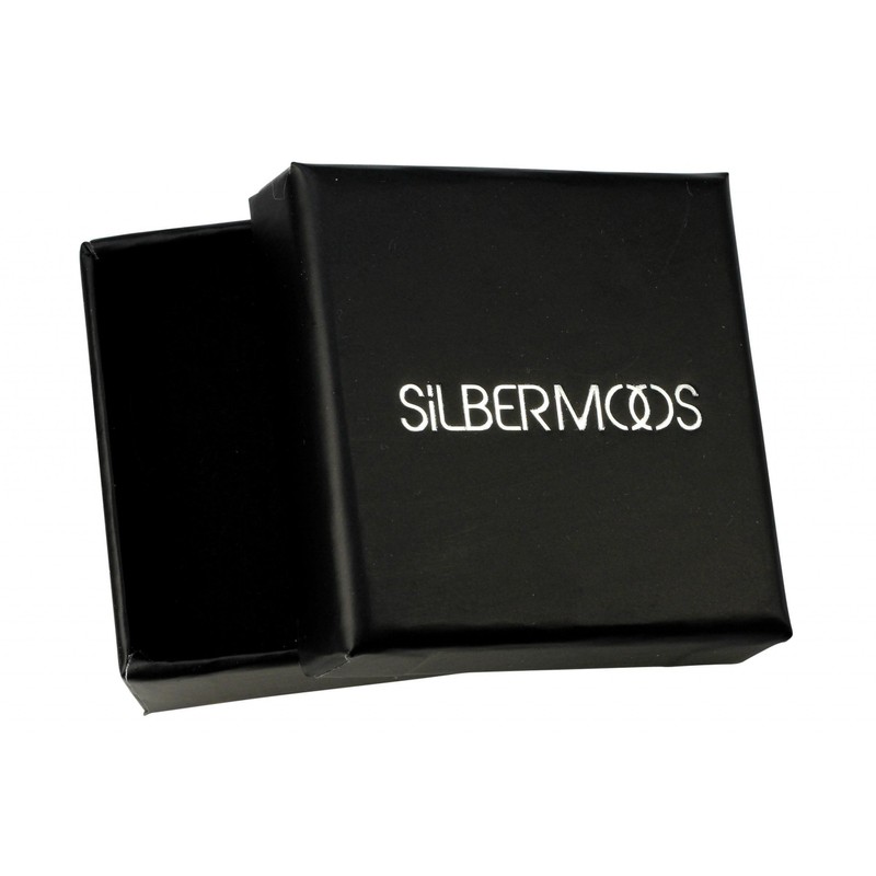 SILBERMOOS Stud Earrings Rectangular Brushed Shiny Sterling Silver 925 Earrings