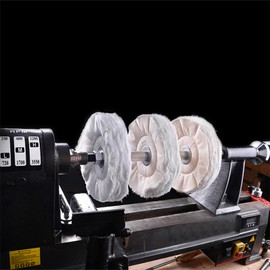 16"Woodworking 3-Step Lathe Buffing System，3-Wheel Bufffing Mandrel MT2