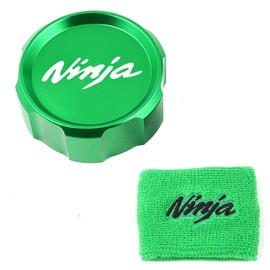 ZYAKOMO Fit For Kawasaki NINJA 1000SX 2024 2023 Ninja 1000 ZX6R ZX636 ZX10R ZH2 CNC Motorcycle Front Brake Fluid Reservoir Cap Oil Brake Reservoir Cover Sock (Green)