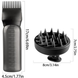 Root Comb Applicator Bottle and Scalp Massager Shampoo Brush Hair Coloring Dye for Home Salon Comb Applicators (Black)