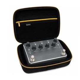 Musiin Custom Guitar Pedal Case Compatible with Neural DSP Nano Cortex, Made of EVA with a gold zipper, suitable for studio recording room daily storage or live performance carry(Gold Tone Edition)