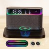 REOWONU Alarm Clock with Wireless Charger, Bluetooth Speaker, Colorful LED