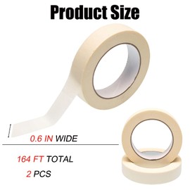 Ormromra 2 Pcs Masking Tape, 15mm x 50m, Artist Tape for Painting Office, Crafts & more, Drafting Art, Decorators Professional