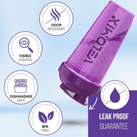 VELOMIX -4 PACK- 28 oz Protein Shaker Bottle for Protein Mixes - 4x Wire Whisk | Leak Proof Shaker Cups for Protein Shakes | Protein Shaker Bottle Pack | Protein Shake Cup(Purple Bloom)