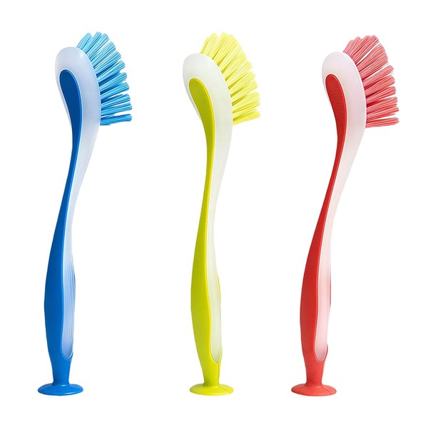 LUMOOM Pack of 3 Washing Up Brush with Suction Cup,
