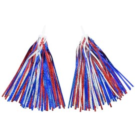 catin Patriotic Bike Streamers Red White Blue Bike Tassels Shiny Tinsel 4th of July Bike Decorations for Bicycle Scooter Tricycle Handlebar, 1 Pair