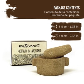 Sandstone Mortar with Pestle for Grinding Incense Resin - Handmade from Ecuador - Practical and Solid - Dimensions 6 x 3.5 cm
