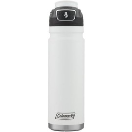 Coleman Switch AUTOSPOUT - Botella de agua aislada de acero inoxidable, 24 onzas, color blanco