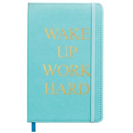 C.R. Gibson Turquoise Leatherette"Wake Up Work Hard" Journal Notebook for Girls, 5.25" W x 8.25" L, 240