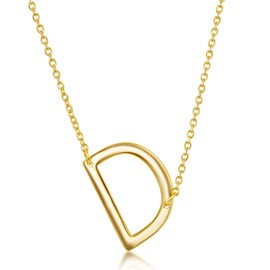 Beaux Bijoux Gold Initial Necklaces for Women - Sideways Initial Necklace - Jewelry with Letters - D Necklace for Women - D Initial Necklace - D Initials Necklace - Gold Plated Necklace