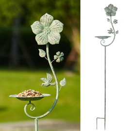 59" H Metal Bird Feeder with Stake,Vintage Freestanding Bird Feeder Tray,Bird Baths for Outdoors,Yard Lawn Decorative Garden Stakes ﻿