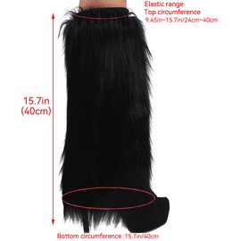 WILOVCOS Womens Fluffy Faux Fur Leg Warmers,Soft Cozy Fuzzy Boot Cover for Party Costumes (Black)