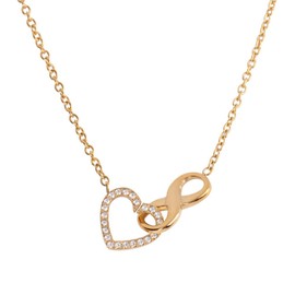 LuckyLy Collar para Mujer con Dije de Corazón e Infinito con Zirconia Cúbica, Cadena de Acero Inoxidable Mujer con Baño de Oro 18k – Regalos para Mujer Navidad, Regalos para Novia, Modelo Nia