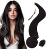 Elailite Real Hair Extensions Bondings Natural Black 25 Strands 25