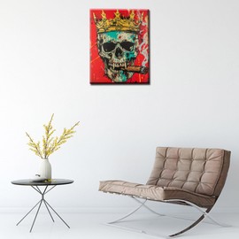 The Ghost King with a Cigar DIY Paint by Numbers, Canvas Oil Painting Kit for Kids Adults, Acrylic Oil Painting On Canvas, Human Skull Number Painting DIY Craft Kits For Room Decor 16X20 (Frameless)