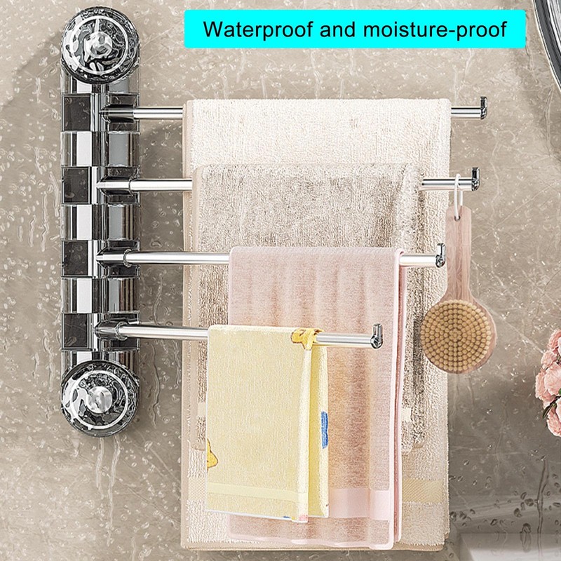 Meiliyizu Towel Rack with Suction Cup, 2 Rails, Silver, Stainless