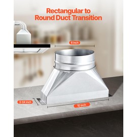 VEVOR Duct Boot, 3-1/4 x 10 x 6 inch Duct End Boot, Galvanized to Round Transition Galvanized Floor Register Tool for Center Ventilation & HVAC System, Easy Installation,Silver (6 in Round Pipe)