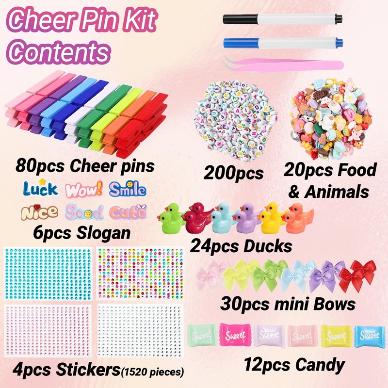 Hodvya 80 PCS Cheer Pins Spirit Clips Include 80 PCS