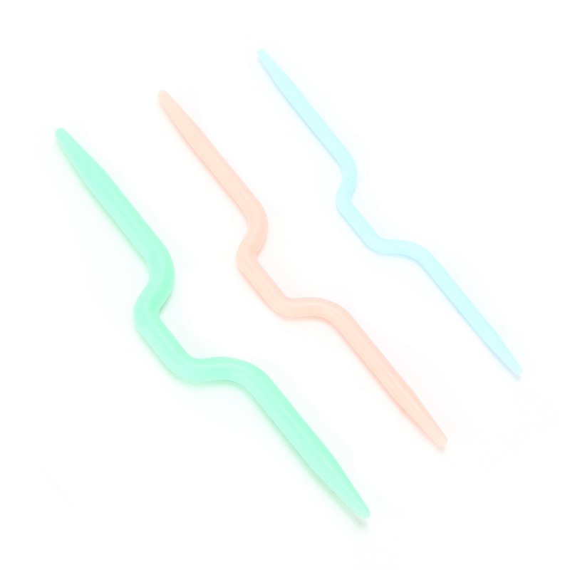 150Pcs Knitting Cable Needles 3 Sizes Smooth Durable Crooked Needle