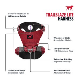 Tuff Pupper All-Day Wear Dog Harness | for Walking, Trail Running, Hiking | Front & Back Leash Clips | Reflective Trim | Easy On/Off Buckles | Lightweight Breathable | No Pull Design (XXS, Red)