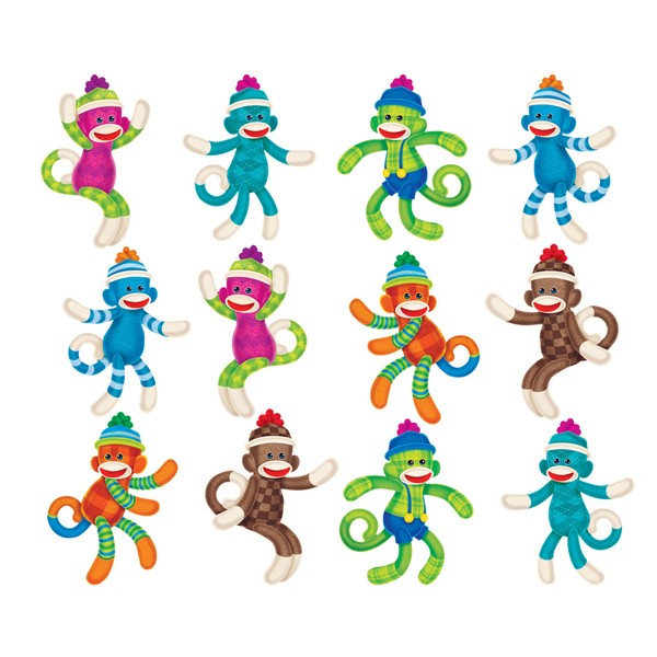 TREND ENTERPRISES, INC. Sock Monkeys Patterns Mini Accents Variety Pack, 36 ct