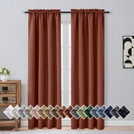 OVZME Terracotta Blackout Curtains for Bedroom 84 Inch Length 2 Panels, Soft Fabric Thermal Insulated Curtains for Living Room, Dual Rod Pocket Design Modern Window Treatment Drapes, 2x40Wx84L Inches